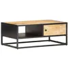 Image de vidaXL Table basse à porte sculptée 90x55x36 cm Bois de manguier brut320946