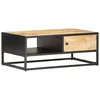 Image de Table basse Ã  porte sculptÃ©e 90x55x36 cm Bois de manguier brut - vidaXL