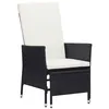 Image de vidaXL Chaise inclinable de jardin avec coussins RÃ©sine tressÃ©e Noir