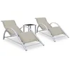 Image de vidaXL Chaises longues lot de 2 avec table Aluminium Crème310536