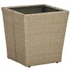 Image de vidaXL Table à thé Beige 41,5x41,5x44cm Résine tressée et verre trempé310557