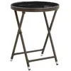 Image de vidaXL Table à thé Marron 60 cm Résine tressée et verre trempé