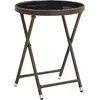 Image de Vidaxl Table Ã ThÃ© Marron 60 Cm RÃ©sine TressÃ©e Et Verre TrempÃ©