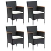 Image de vidaXL Chaises Ã  manger de jardin lot de 4 RÃ©sine tressÃ©e Noir