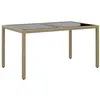 Image de vidaXL Table de jardin 150x90x75 cm Verre trempé/résine tressée Beige310576
