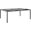Image de Table De Jardin 200x150x75 Cm Verre TrempÃ©/RÃ©sine TressÃ©e Gris