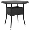 Image de vidaXL Table de jardin Ø80x75 cm Verre trempé/résine tressée Noir310604