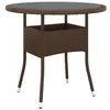 Image de vidaXL Table de jardin Ø80x75 cm Verre trempé/résine tressée Marron310605