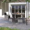 Image de vidaXL Jeu de chaise et tabouret de jardin 4 pcs Résine tressée Gris310611