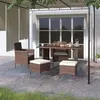 Image de vidaXL Jeu de chaise et tabouret de jardin 4 pcs Résine tressée Marron310613