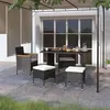 Image de vidaXL Jeu de chaise et tabouret de jardin 4 pcs Résine tressée Noir310614