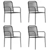 Image de vidaXL Chaises de jardin lot de 4 Corde en coton et acier Noir312156