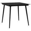 Image de vidaXL Table à dîner de jardin Noir 80x80x74 cm Acier et verre312157