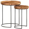 Image de vidaXL Ensemble de table basse 2 pcs bois d'acacia massif et acier