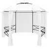 Image de vidaXL Chapiteau de jardin avec rideaux 360x312x265 cm Blanc 180 g/m²