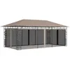 Image de vidaXL Belvédère avec moustiquaire 6x3x2,73 m Taupe 180 g/m²