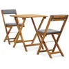 Image de vidaXL Vidaxl Meuble De Bistro Pliable 3 Pcs Et Coussins Bois D'acacia Solide
