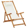 Image de vidaXL Chaise pliable de plage Bois d'eucalyptus solide et tissu Crème310311