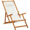 Image de Vidaxl Chaise Pliable De Plage Bois D'eucalyptus Solide Et Tissu CrÃ¨me