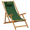 Image de vidaXL Chaise pliable de plage bois d'eucalyptus solide et tissu vert
