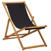 Image de vidaXL Chaise pliable de plage bois d'eucalyptus et tissu noir