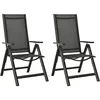 Image de vidaXL Vidaxl Chaises Pliables De Jardin 2 Pcs Textilène Et Aluminium Noir