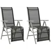 Image de vidaXL Chaises de jardin lot de 2 Textilène et aluminium Argenté