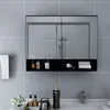 Image de vidaXL Armoire à miroir de salle de bain LED Noir 80x15x60 cm MDF323605