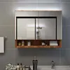 Image de vidaXL Armoire à miroir de salle de bain LED Chêne 80x15x60 cm MDF323606