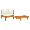 Image de vidaXL Salon de jardin 2 pcs avec coussins blanc crème Bois d'acacia310636