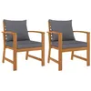 Image de vidaXL Chaises de jardin lot de 2 avec coussin gris foncé Bois acacia311832