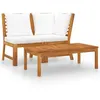 Image de vidaXL Salon de jardin 3 pcs avec coussin crème Bois d'acacia solide311834