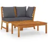 Image de vidaXL Salon de jardin 3pcs et coussin gris foncé Bois d'acacia solide311835