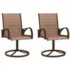 Image de vidaXL Chaises pivotantes de jardin lot de 2 Textilène et acier Marron312278