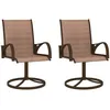 Image de vidaXL Vidaxl Chaises Pivotantes De Jardin 2 Pcs Textilène Et Acier Marron