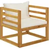 Image de vidaXL Vidaxl Chaise De Jardin Avec Coussins Crème Bois D'acacia Massif