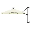 Image de vidaXL Parasol mural avec mât métallique et LED 300 cm Sable
