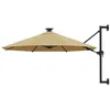 Image de vidaXL Parasol mural de jardin avec LED 300 cm taupe312525