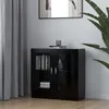 Image de vidaXL Armoire à vitrine noir 82,5x30,5x80 cm Bois d'ingénierie802742