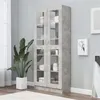 Image de vidaXL Armoire à vitrine Gris béton 82,5x30,5x185,5 cm Bois ingénierie802772