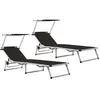 Image de vidaXL Chaises longues pliables et toit lot de 2 Aluminium textilène312458