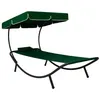 Image de vidaXL Chaise longue de jardin avec auvent et oreiller vert313534