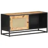 Image de vidaXL Meuble TV 90x30x40 cm Bois de manguier brut et canne naturelle