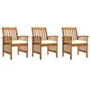 Image de vidaXL Chaises à manger de jardin lot de 3 et coussins Bois d'acacia312129