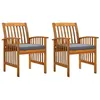 Image de vidaXL Chaises à manger de jardin lot de 2 et coussins acacia massif312130