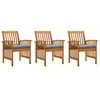 Image de vidaXL Chaises à manger de jardin lot de 3 et coussins Bois d'acacia312131