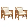 Image de vidaXL Chaises de canapé et coussins blanc crème lot de 2 Bois acacia312137