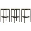 Image de vidaXL Tabourets de bar avec coussins lot de 3 marron rÃ©sine tressÃ©e