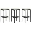 Image de vidaXL Tabourets de bar avec coussins lot de 3 noir résine tressée313443
