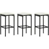 Image de vidaXL vidaXL Tabourets de bar avec coussins 3 pcs Noir Résine tressée